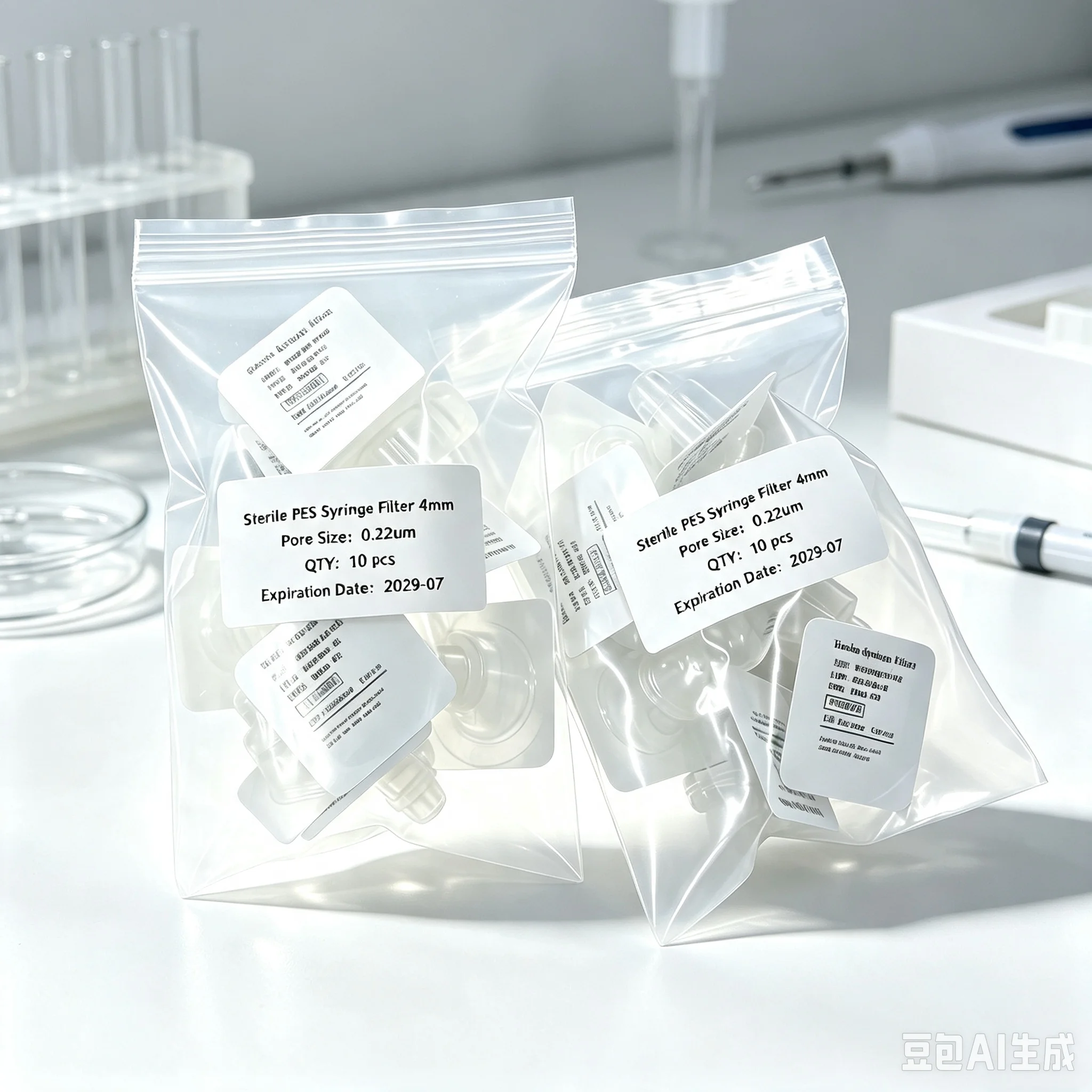Sterile PES Syringe Filter 4mm 0.22um Individually Package Selling