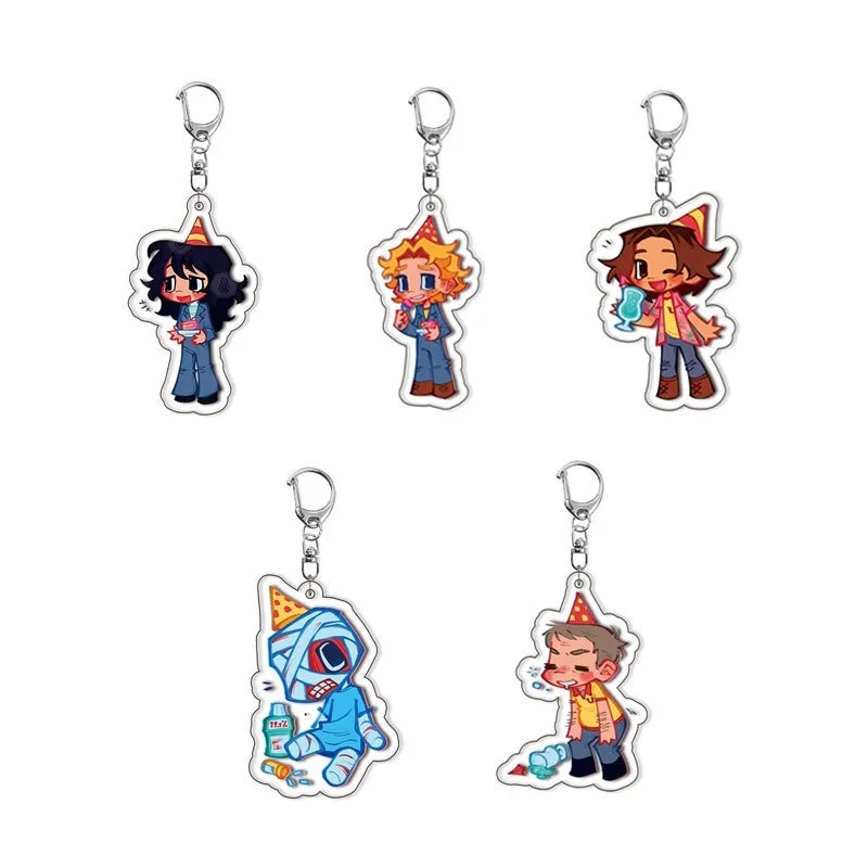 Mouthwashing Hot Horror Game Laminated Acrylic Keychains for Accessories Bag Jimmy Curly Anya Sallyface Q Version Fans Gift