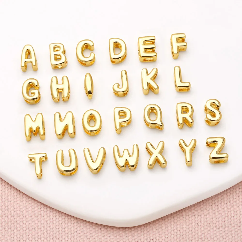 OCESRIO Fashion Small Polish 26 Initial Letters Pendant for Necklaces Copper Gold Plated Jewelry Making Supplies pdtb647