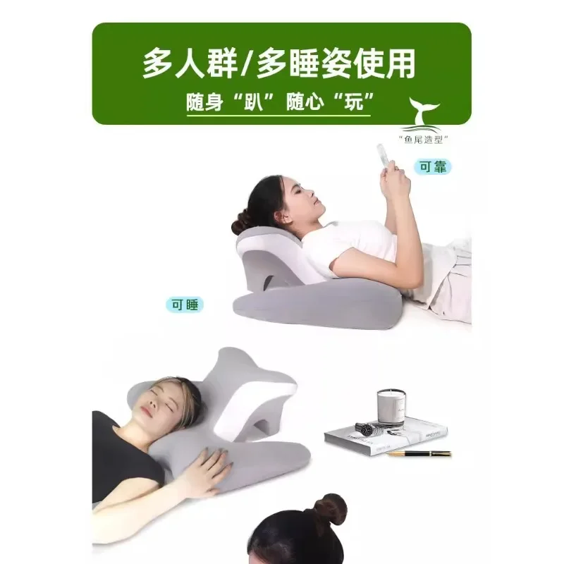 Sleeping on your back and playing with a special pillow for mobile phones