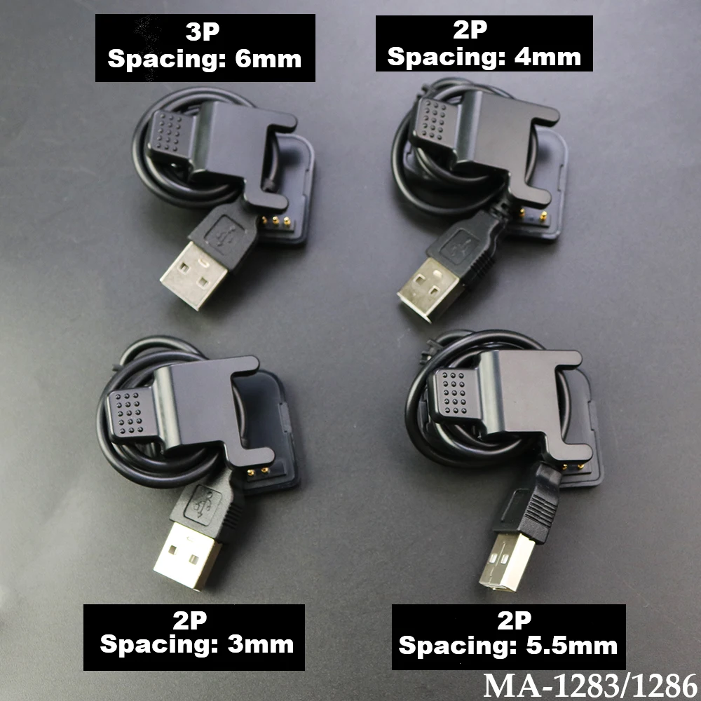 Smart Watch Charger Universal USB Charging Cable 3 pin 3/4/6/7mm Clip Smart Bracelet Charger Wire 2/3 pins for TW64 TW68