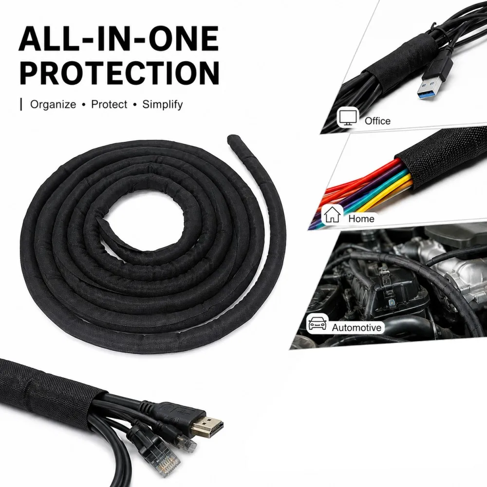 Cable Sleeve Self Closing PET Braided Expandable ID 3-50mm Insulated Wrap Self Closing Sleeve Cable Wire Wrap Protect Sleeve