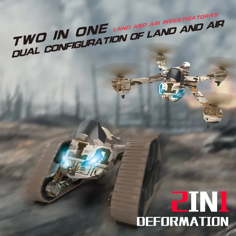 Remote Control Tank Aircraft Quadcopter Land and Air Two-in-one WIFI Camera Drone