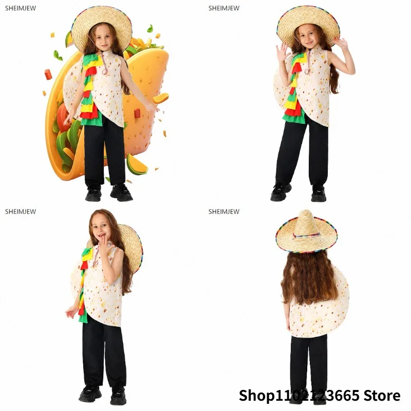 Halloween Mexican Taco Halloween Carnival Party Fancy Dress Food Costume Enfant Role Play Burrito Jumpsuit Party Stage Set