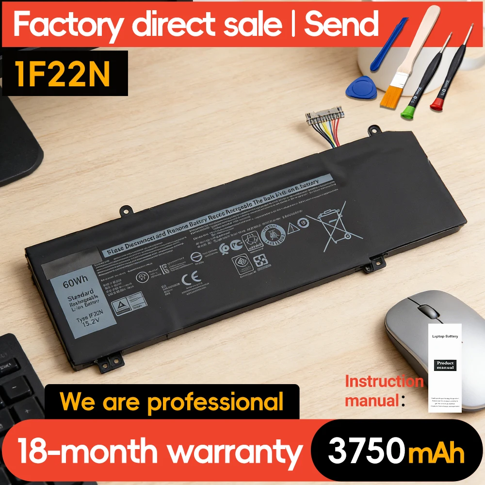 Batería para ordenador portátil SUOZHAN 60Wh 1F22N para Dell Inspiron G5 5590 G7 7590 7790 Alienware M15 M17 R1 P79F P37E