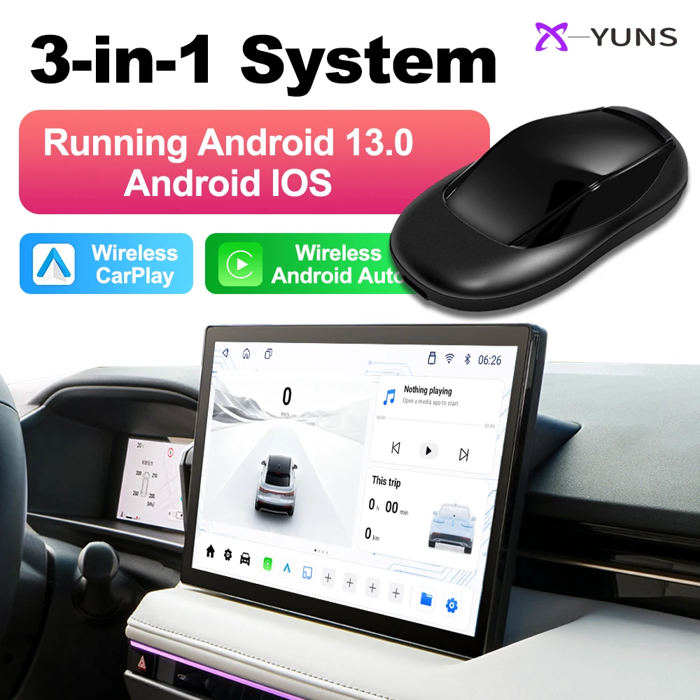 2026 New Car Shape Carplay AI Box Android 13 Wireless Android Auto For Youtube Netflix Toyota Mazda Hyundai Haval GMC Ford MG VW