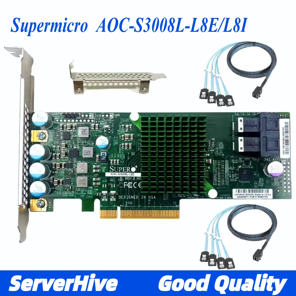 

Supermicro AOC-S3008L-L8E/L8I LSI 9300-8i 12Gbps SAS HBA IT mode ZFS FreeNAS unRAID+8643 Cable*2