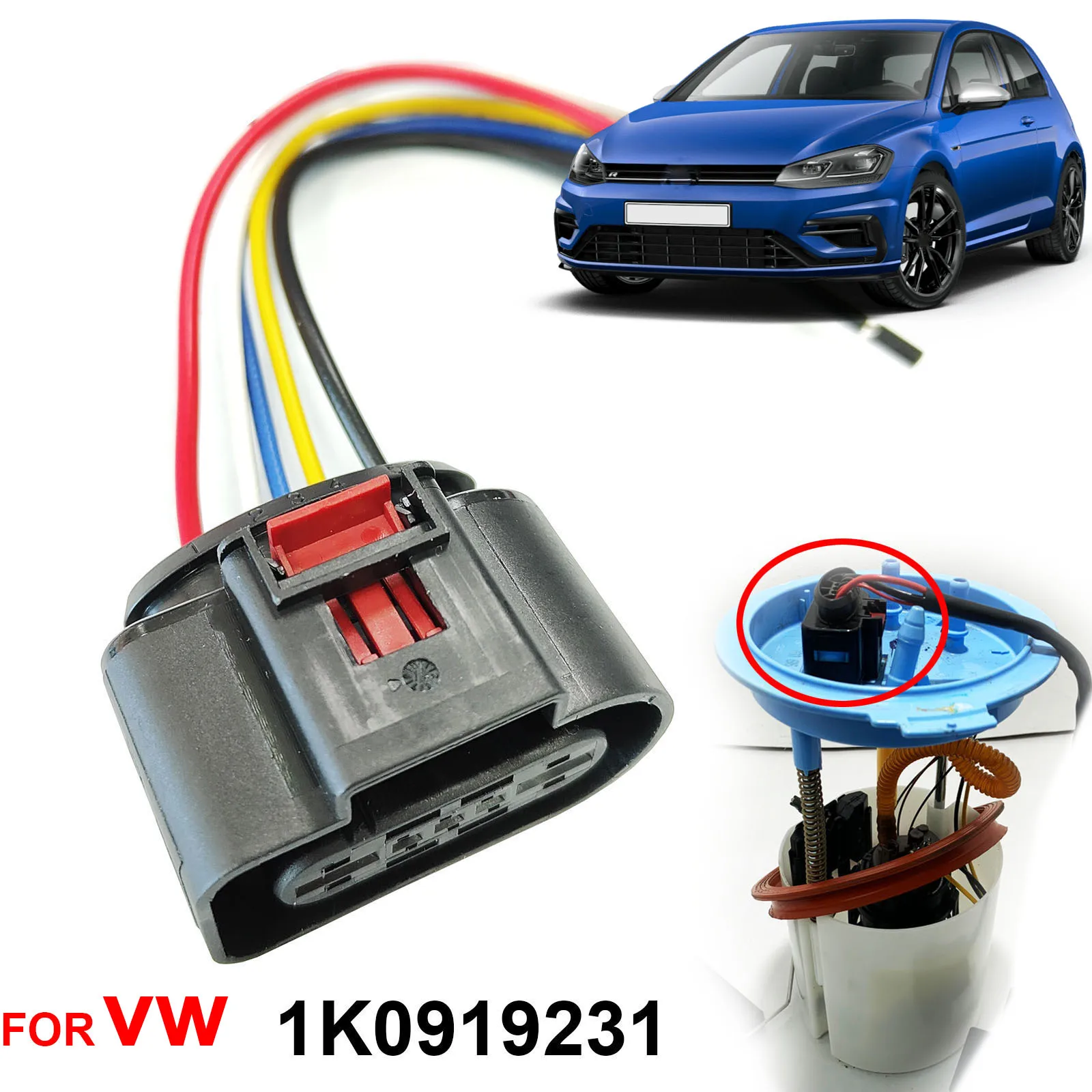 For VW Polo Golf Taigo Taigun Taos Touran Teramont Crafter Fuel Pump Sender Control Module Harness Loom connector plug 1K0919231