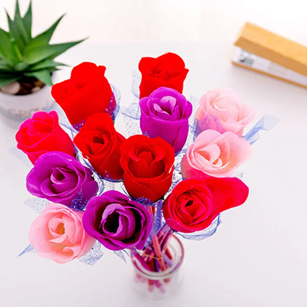 

12Pcs Mermaid Ballpoint Pens Rose Shape Creative Design Ideal for Students School Writing Signing Stationery Supplies