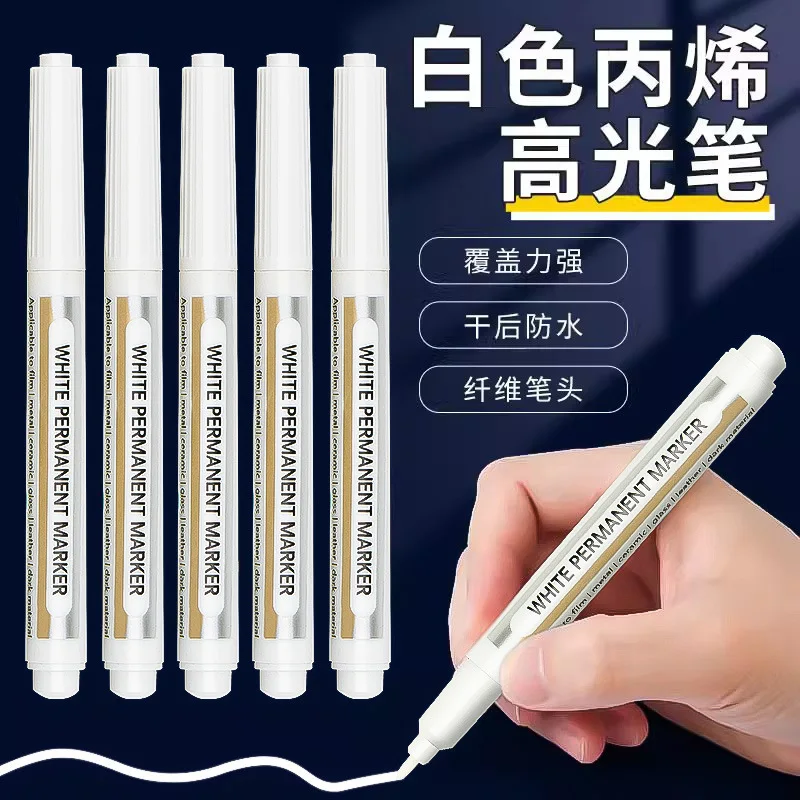 1-10 Pcs DIY Waterproof White Highlight Waterproof Marker Pens Student Supplies Craftwork Pen Graffiti Art Painting