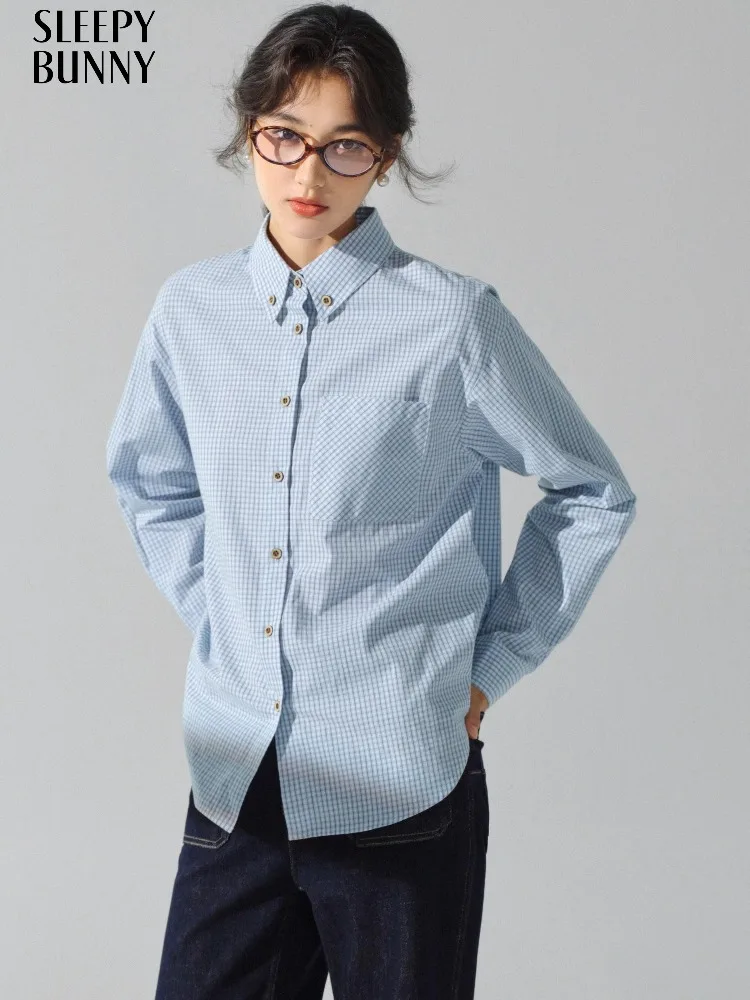 

Vintage Plaid Shirt for Women Casual Long Sleeve Lapel Blouse Checkered Button Down Top Autumn Layering Outfit Daily Office Wear