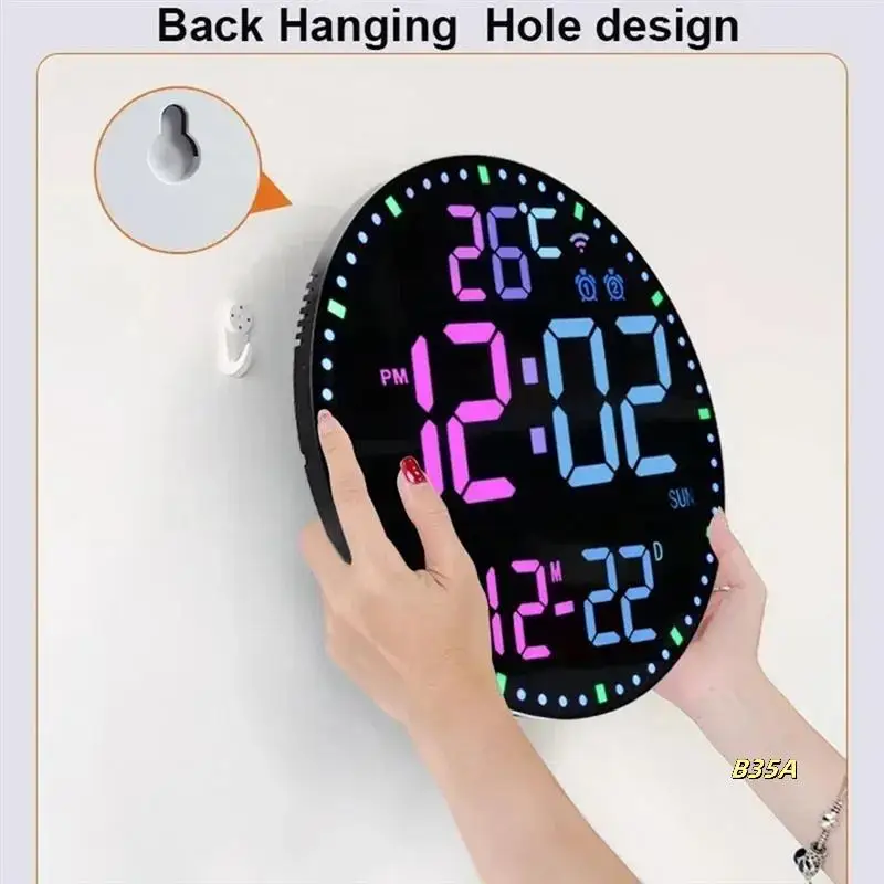 

Calendar Wall Clock Colorful Intelligent Clocks Living Room Decoration Wall Clock Gray Cloth