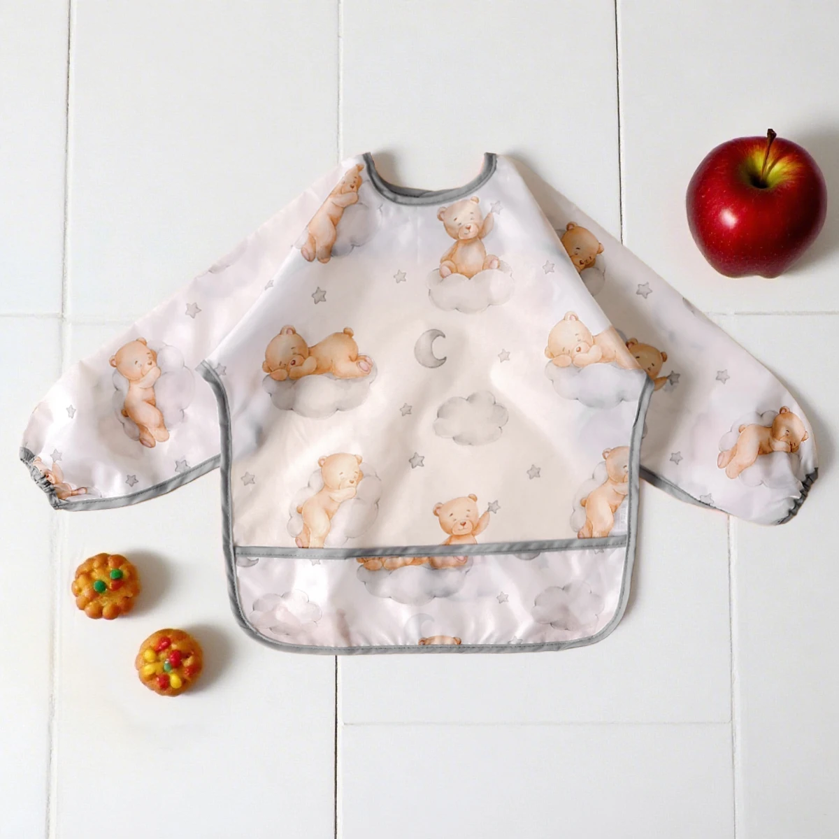 مرايل تغذية مقاومة للماء من Elinfant، مريلة بأكمام طويلة مطبوع عليها رسوم كرتونية للأطفال الرضع، مريلة قماش تجشؤ ناعمة مطبوعة على شكل حيوانات #1