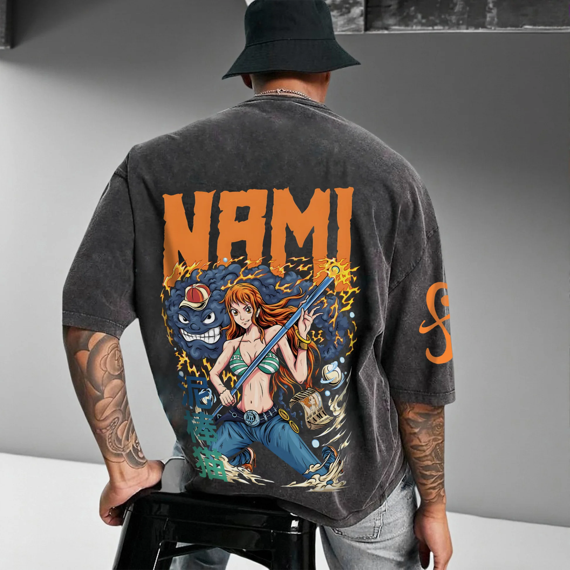 One Piece Action Anime Luffy Zuro Nami Print Men Women Cotton T-shirt Harajuku Y2K Streetwear Summer Casual Graphic Tee Tops