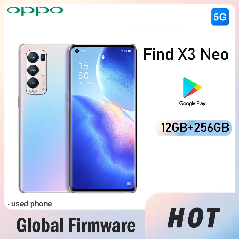 OPPO Find X3 Neo 5G smartphone Global firmware 50MP+32MP ColorOS 11.1 Quadruple camera 12GB 256GB Snapdragon 865 used phone