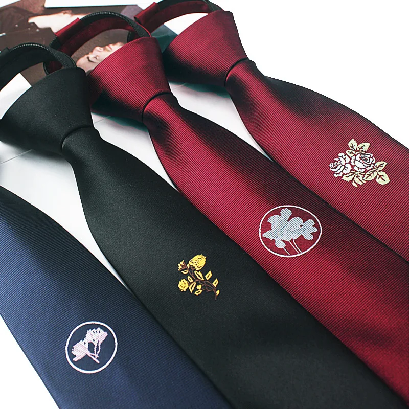 

5cm Personalized Embroidered Tie with Narrow Flower Embroidery Wedding for Men's Korean Edition Narrow and Slim Tide, Free for L