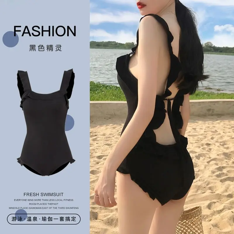 2023 neue reine Wunsch rücken freie sexy Damen bekleidung ärmellose verbundene Körper schlanke schwarze Mode lässig Dreieck Bikini-Set