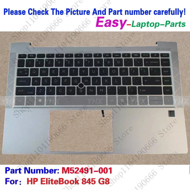 

Notebook computer components New For HP EliteBook 845 G8 Palmrest Keyboard Bezel Cover Backlit M52491-001.