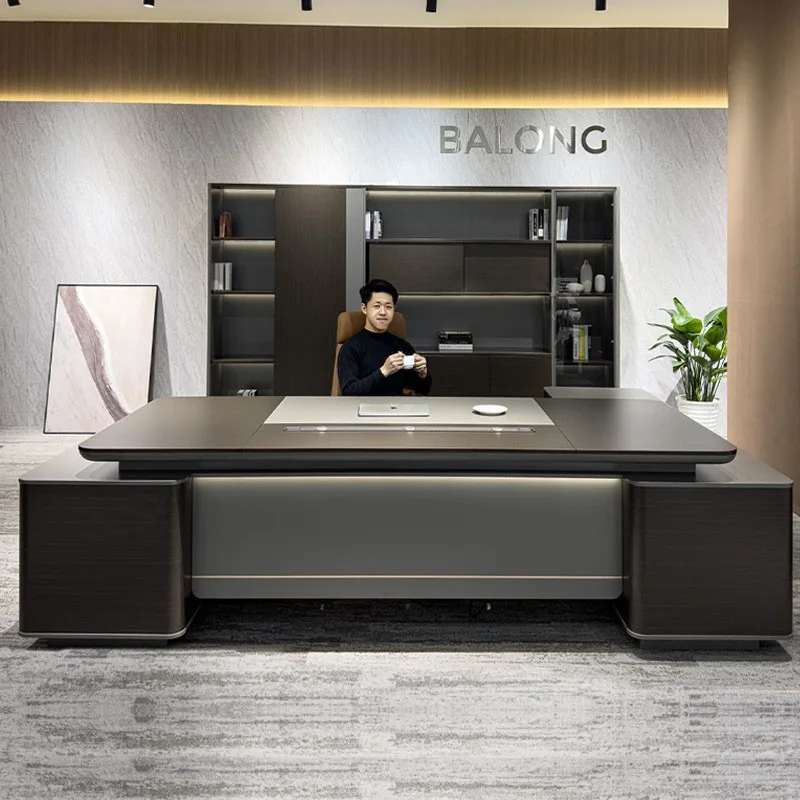 YJQ Boss Desk President Chairperson Desk Senior Manager Office Desk and Chair Combination