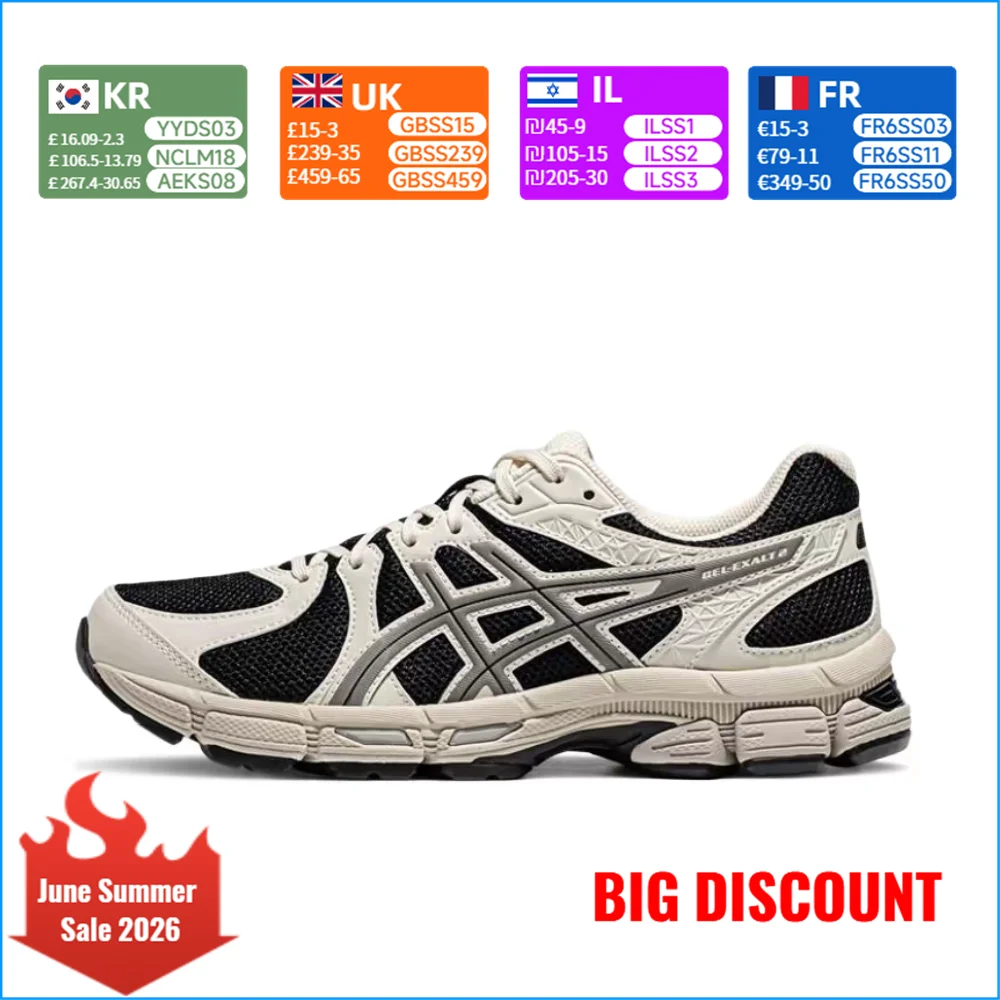

ASICS Gel-Exalt 2 Women's Low-Top Casual Shoes – Mesh Lace-Up, Cushioned, Durable & Non-Slip, Beige/Black 1012B868-002