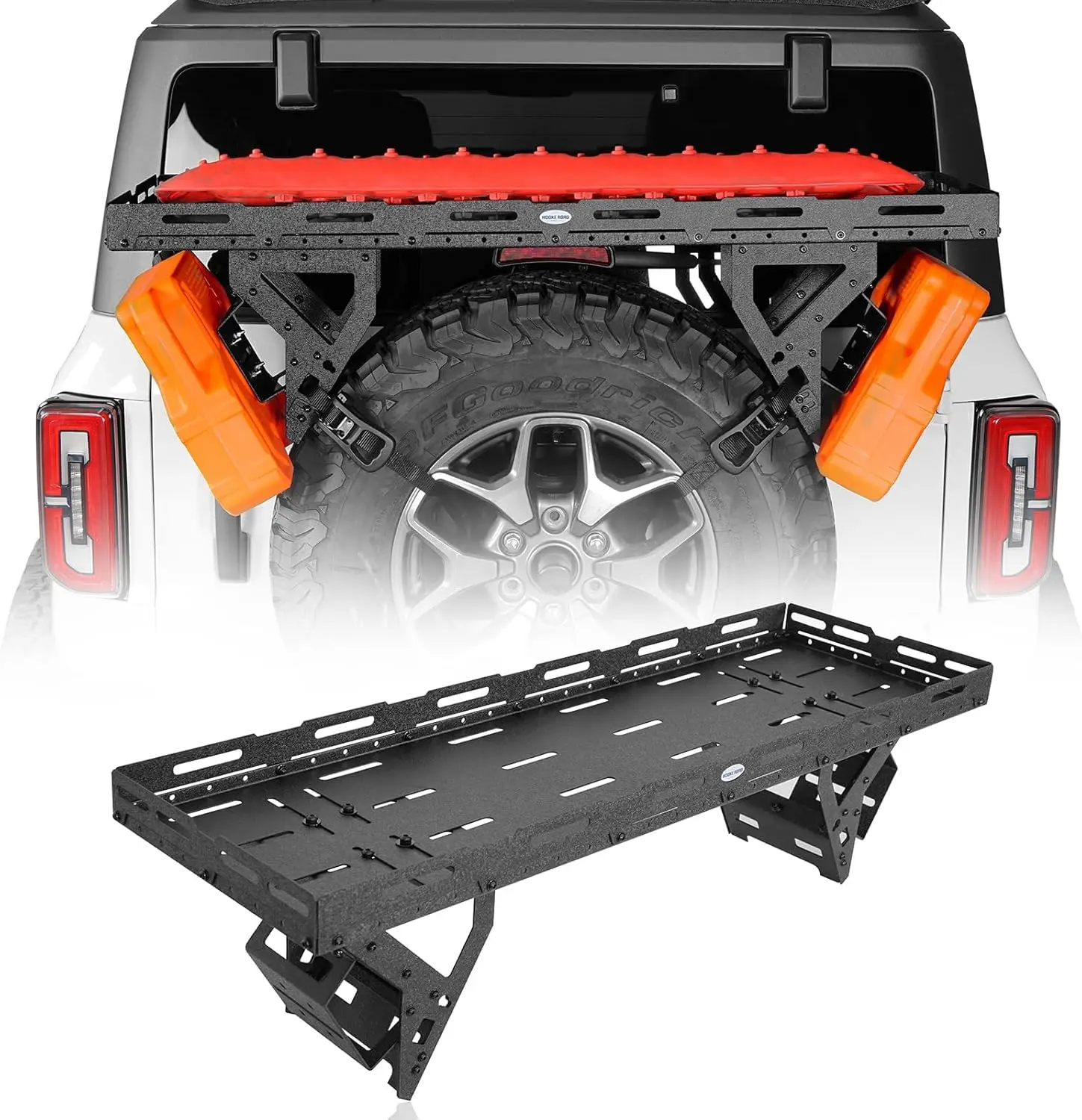 

Hot Sale High Quality Steel Heavy Duty Black Spare Tire Cargo Carrier Storage Rack 80 Lbs Capacity Fit for Wrangler JK JL TJ YJ