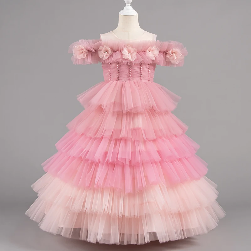 

Girls Summer Princess Dresses Bubble Sleeve Rainbow Cake Saree Kids Casual Halloween Party Dress