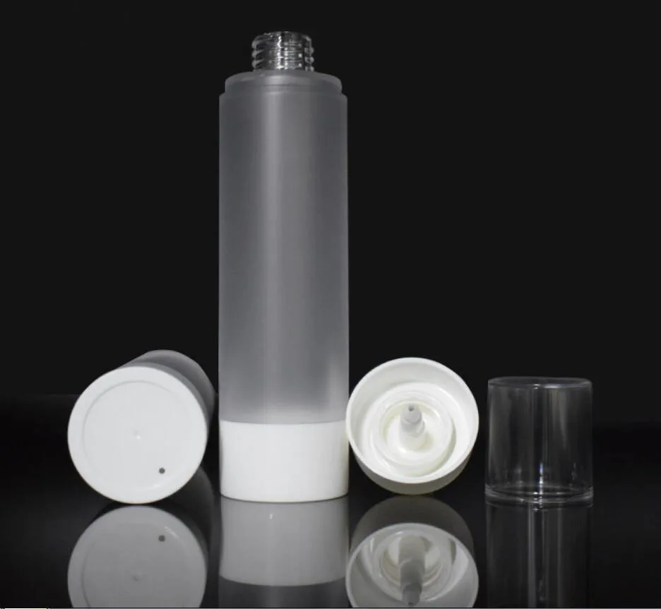 Bottiglia senz'aria satinata in plastica da 100 ml siero/lozione/emulsione/fondotinta toner ialuronico spruzzatore WC skim care imballaggio cosmetico