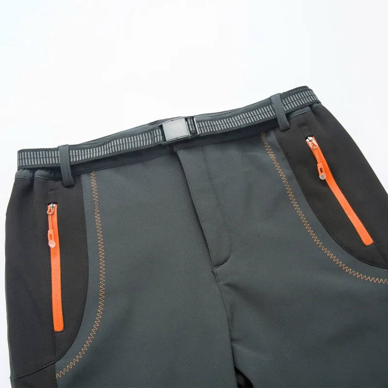 Pantalones de senderismo gruesos y cálidos de lana para hombre, pantalones impermeables a prueba de viento para exteriores, pantalones de lluvia de concha suave, pantalones de esquí para senderismo y acampada