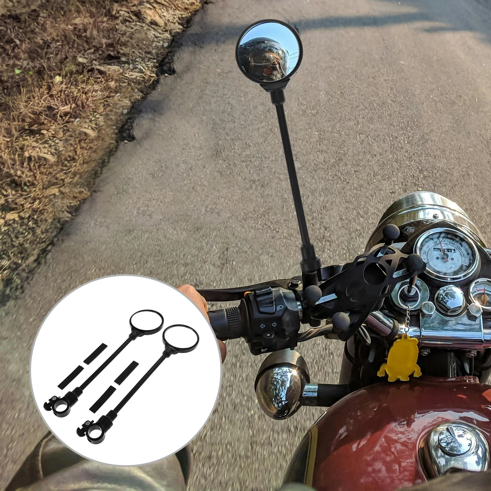 

1 Pair Handlebar Rearview Mirrors Rotatable Convex Wide View for Bicycle Motorbike Electric Scooter Mountain Bike Cycling