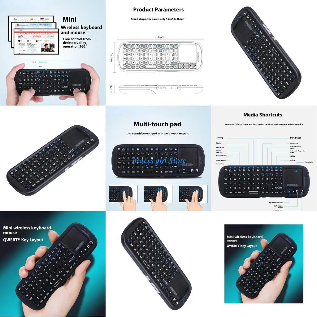 

C7AB Rechargeable Portable Keyboard with Integrated Touchpad Bluetooth-compatible