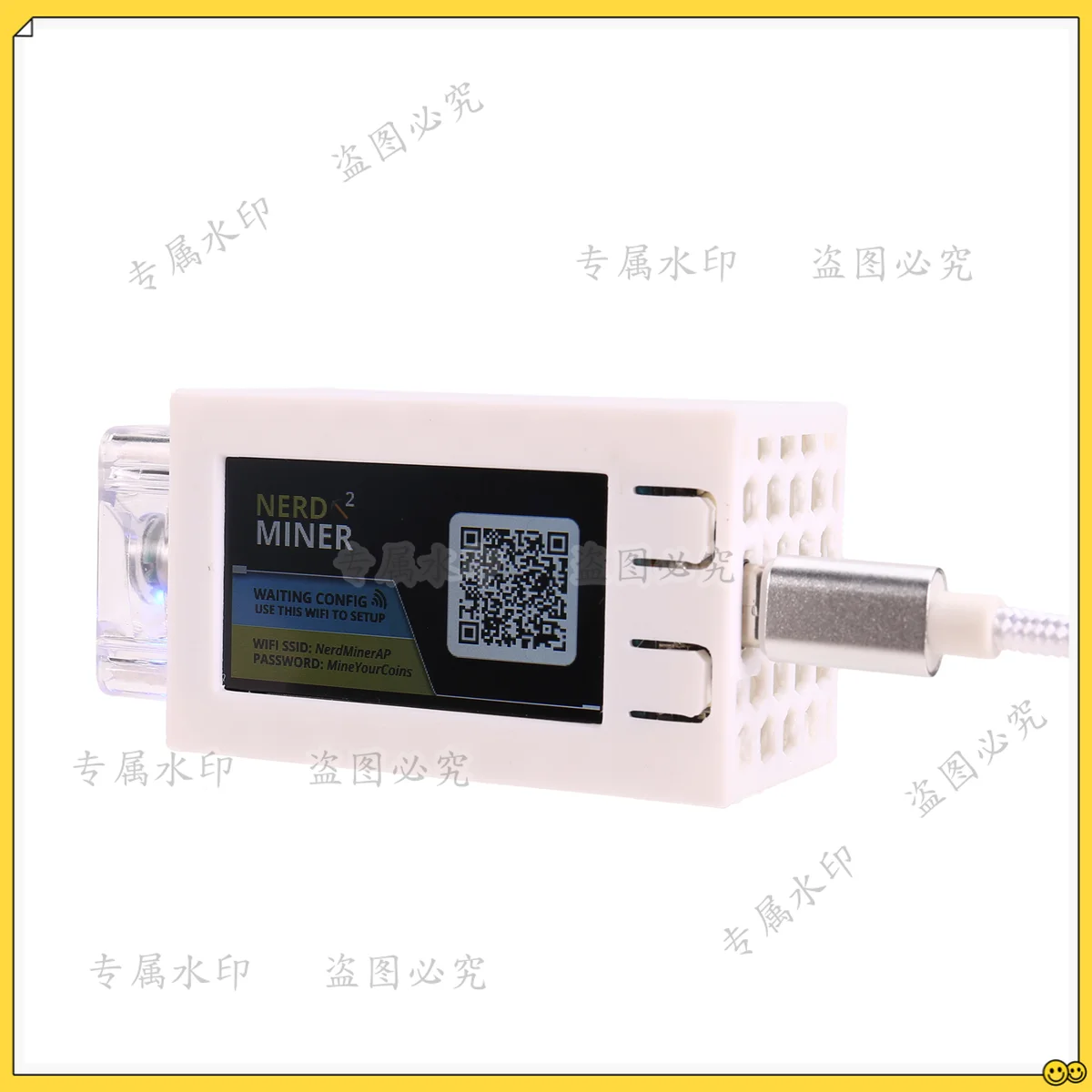 For Nerdminer V2 Pro Miner 78KH/S Mini Bitcoin Lottery Miner with Luminous Fan BTC Solo Lottery Mining Miner White