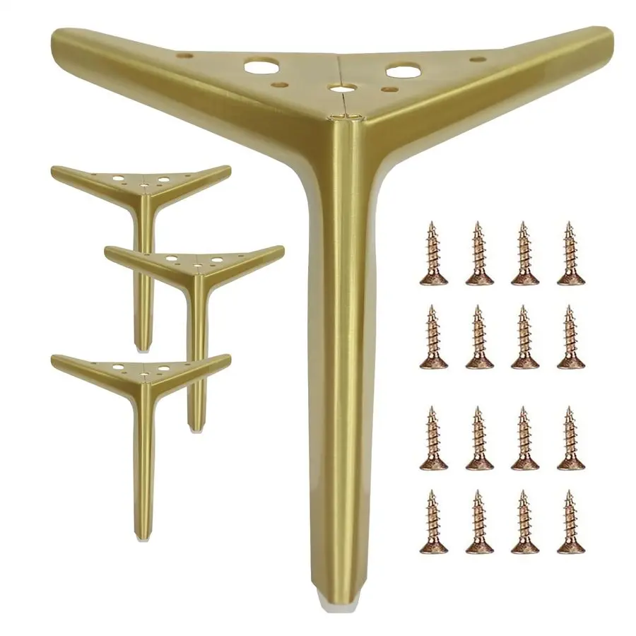 

inch 18cm Brushed Gold Metal Furniture Legs Set of 4, Modern Style Furniture Legs, DIY Replacement for TV Stand, Sofa, Chair, Ca