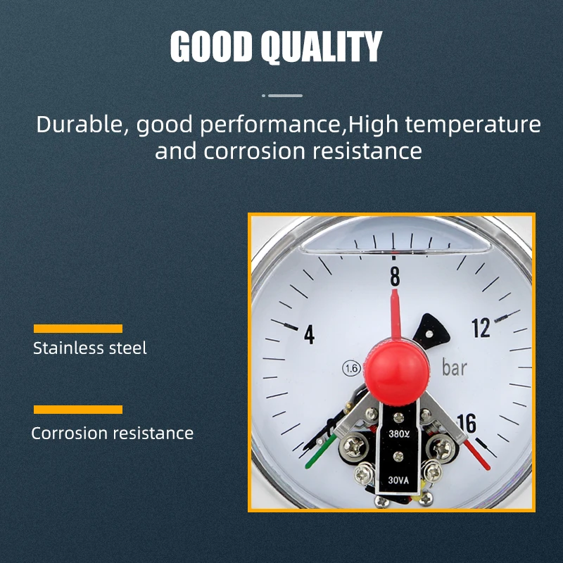 MAIRUIKESI Electric Contact Pressure Gauges 100mm 1.6% ,-1...0...600bar, Axial Installation, For Air, Gas, Water And Fuel Liquid
