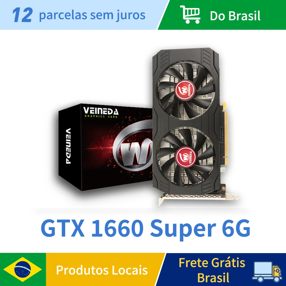 VEINEDA Graphic card gtx 1660 Super  6gb 192Bit 7000mhz gtx1660  GDDR6 GPU PC games HDMI-Compatible Video Card