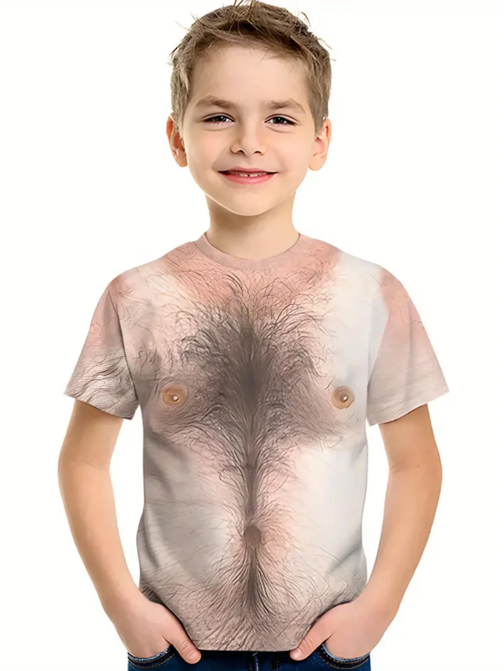 العضلات الاطفال تي شيرت العضلات تي شيرت مطبوع الصيف عطلة الشاطئ الصبي قصيرة الأكمام ثلاثية الأبعاد الطباعة الرقمية تي شيرت عادية الأطفال بلايز