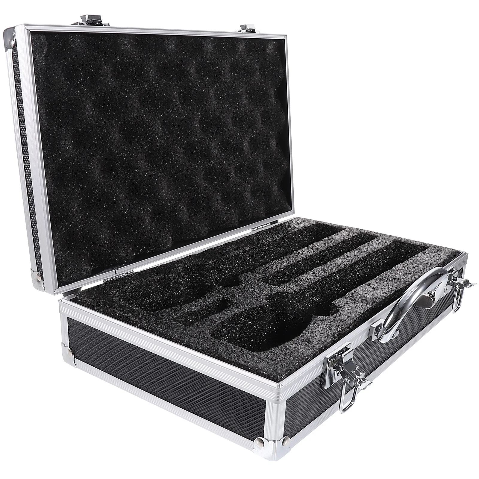

Handheld Microphone Storage Box Multi-Slot Protective Organizer For Wireless Mic Studio Karaoke Portable Audio Equipment