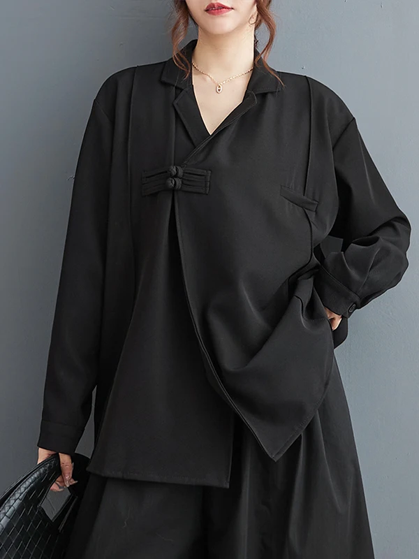 

Свободный крой, черная рубашка-жакет с длинными рукавами для женщин, с пуговицами, из смесового хлопка и полиэстера, устойчивая к деформации