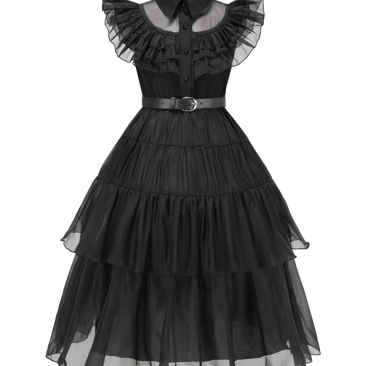 

Новинка 2025, комплект женской одежды Wednesday Addams на Хэллоуин, летний сезон, китайский язычок, рабочий комфортный костюм