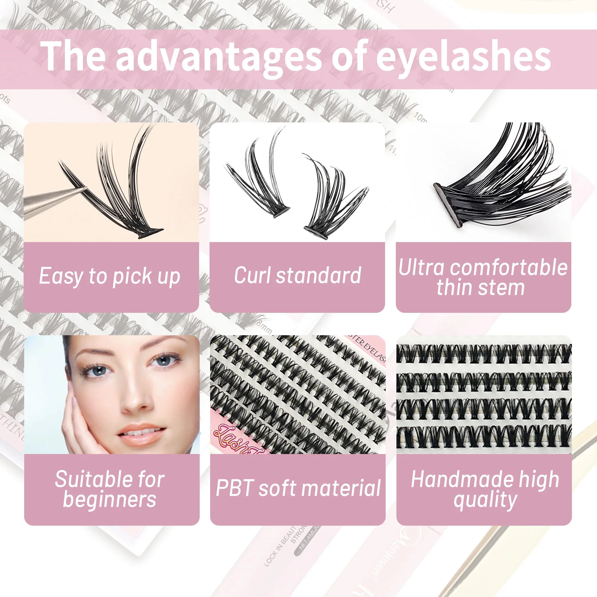 Eyelashes 240 PCS Clusters Lash Bond and Seal Makeup tools DIY Lashes Extension kit for gluing  Lashes Gluing Glue  Accessories