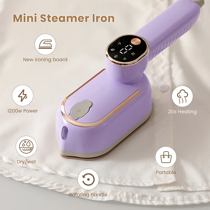 Handheld Portable Mini Steam Iron with Four Temperature Control 1200W High-Power Rotating Ironing Machine for Fabric Care