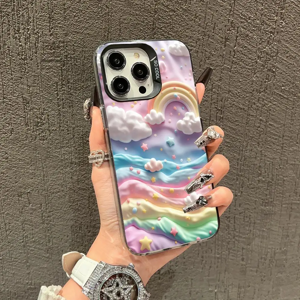 

Girl Heart Cute Cloud Phone Case Suitable for iPhone 16, 17, 15, 14, 13, 12, 11 Pro/Max/Plus Anti Drop and Anti Shock Back Cover