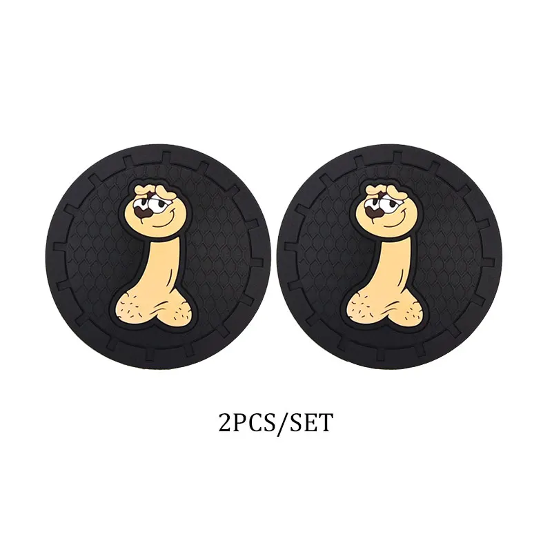 2PCS 7CM Car Anti Slip Mat Coaster Car Water Cup Slot Interior Decorate Accessories For Cute Dog Design Auto Styling Gift