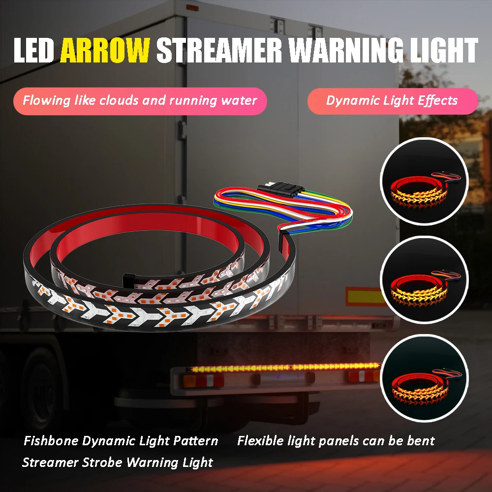 

Car rear brake warning light rear brake light with flashing yellow sequential dynamic arrow LED strip，direction indicator light