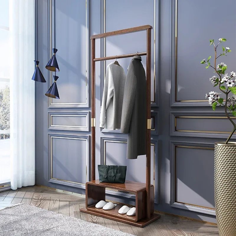 

Solid Wood Coat and Hat Rack Home Nordic Modern Simple Small Apartment Light Luxury Living Room Storage Clothes Rack Floor
