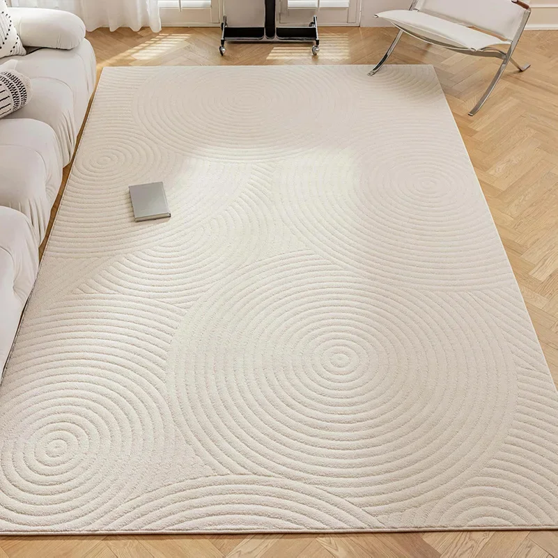 Elegant Light Luxury Living Room Rug Silica Gel Carpet Cream Sofa Blanket Anti-dirty Reversible Bedroom Mat