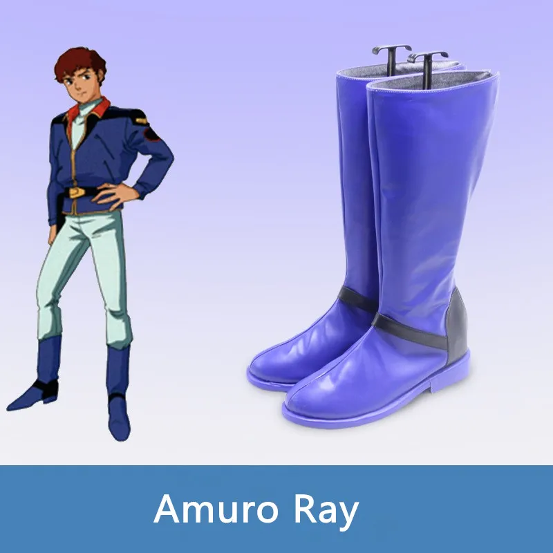 Mobile Suit Gun dam: Char's Counterattack Amuro Ray Cosplay Costume Shoes Anime Handmade Faux Leather Boots