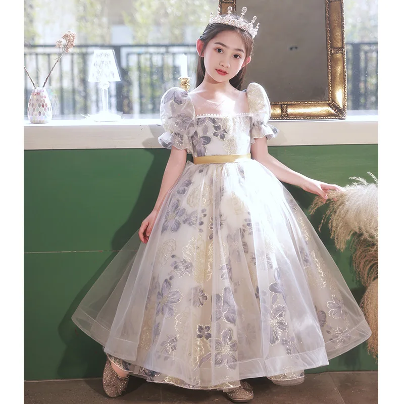 Baby Girls Very Elegant Cocktail Dress Little Girls Formal Evening Tutu Long Prom Dresses Kids Princess Party Ball Gown Puffy