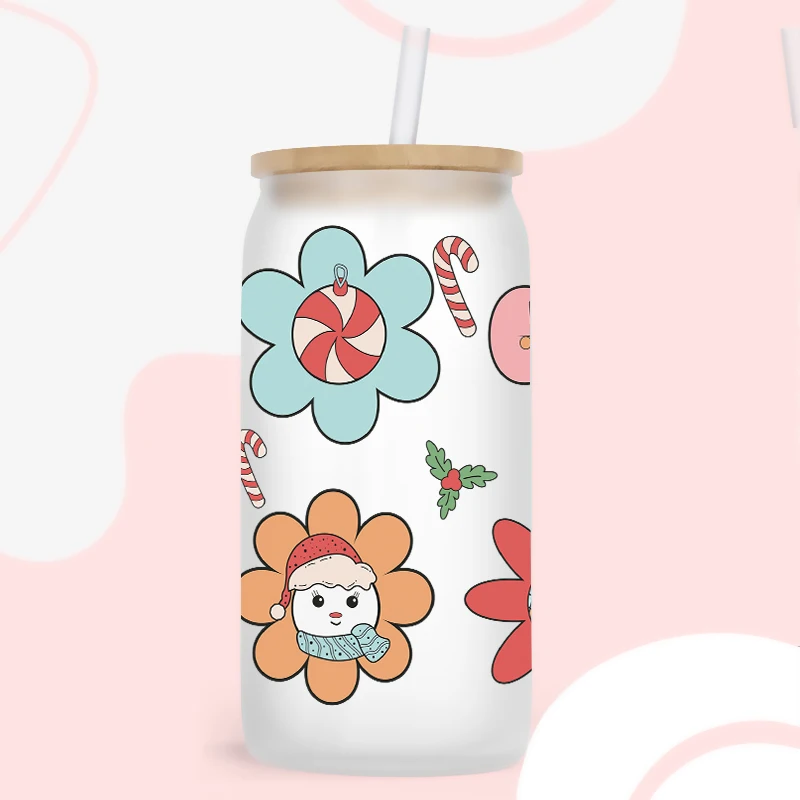 3D UV DTF New Year Merry Christmas Printed Transfers Stickers 16oz Cup Wraps For DIY Glass Ceramic Metal Leather Etc. D24596