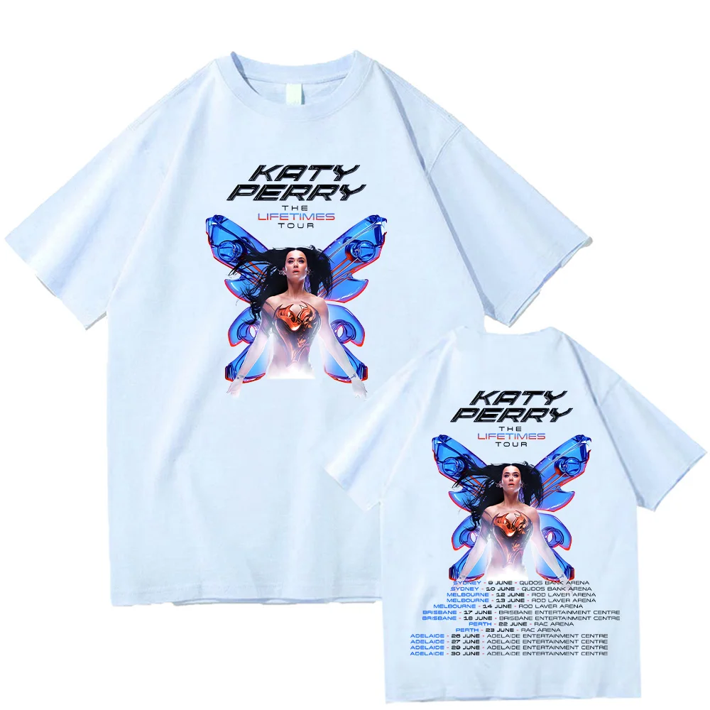 THE LIFETIMES TOUR Katy-Perry T-shirts Personalized Creativity Design Tee-shirt Women Men Y2K Clothing High Quality Cotton Tees