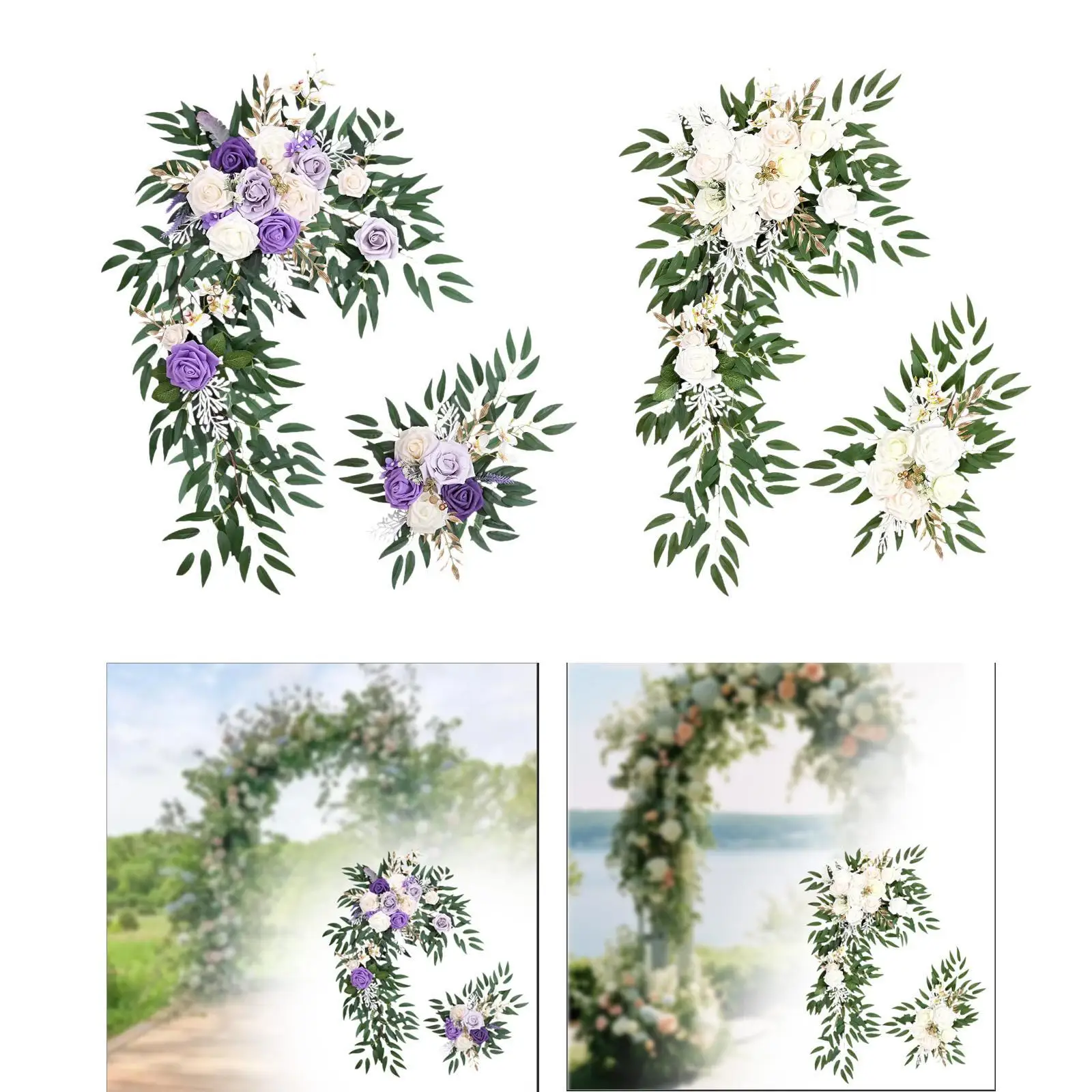 

2x Wedding Arch Flowers Wedding Aisle Decoration Handmade Backdrop Wreath
